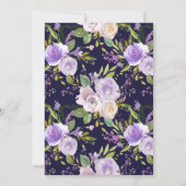 Invitation petit éléphant violet douche florale par courrier (Dos)