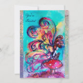 Invitation PETIT ELF DE CHAMPIGNONS, rose jaune bleu scintill (Devant)