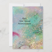 Invitation PETIT ELF DE CHAMPIGNONS, rose jaune bleu scintill (Dos)