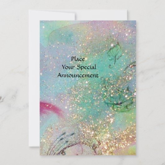 Invitation PETIT ELF DE CHAMPIGNONS, rose jaune bleu scintill (Dos)