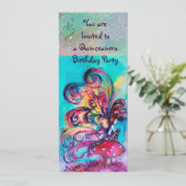 Invitation PETIT ELFÉ DE CHAMPIGNONS, rose jaune bleu scintil (Debout devant)