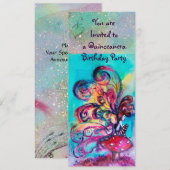 Invitation PETIT ELFÉ DE CHAMPIGNONS, rose jaune bleu scintil (Devant / Derrière)