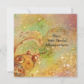 Invitation PETIT ELFÉ DE CHAMPIGNONS, rose jaune bleu scintil (Dos)