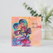 Invitation PETIT ELFÉ DE CHAMPIGNONS, rose jaune pailleté or (Debout devant)