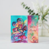 Invitation PETIT ELFÉ DE CHAMPIGNONS, rose vert bleu scintill (Debout devant)