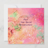 Invitation PETIT ELFÉ DE CHAMPIGNONS, rose vert bleu scintill (Dos)