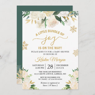 Invitation Petit ensemble de Joy Gold Baby shower Floral