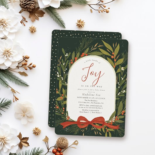 Invitation Petit ensemble de Joy Wreath Green Baby shower