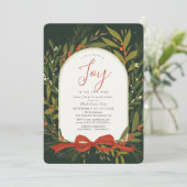 Invitation Petit ensemble de Joy Wreath Green Baby shower (Debout devant)