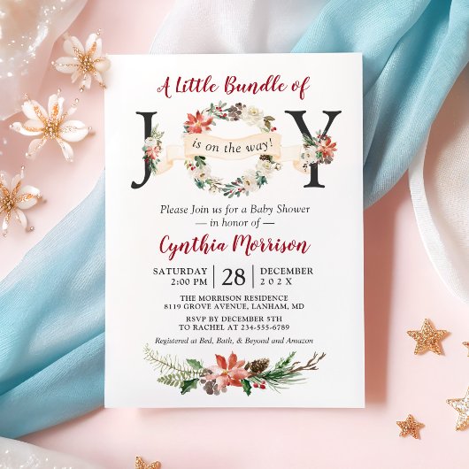 Invitation Petit ensemble de Joyeux Poinsettia Baby shower fl