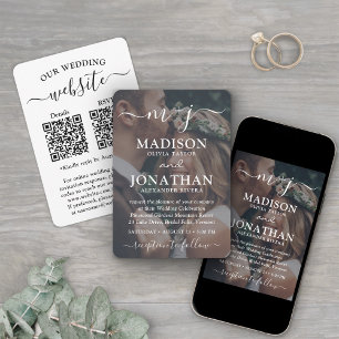 Invitation Petit et élégant tout-en-un QR RSVP Photo Mariage