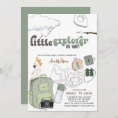 Invitation petit explorateur mignon en chemin baby shower d'a (Devant / Derrière)