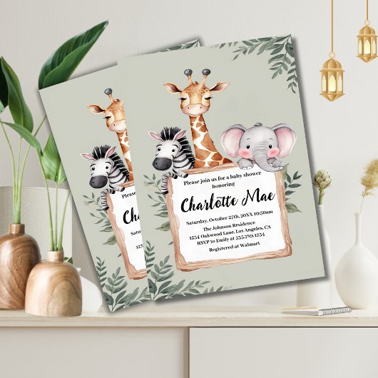 Invitation Petit Explorateur Safari Animaux Garçon Baby Showe