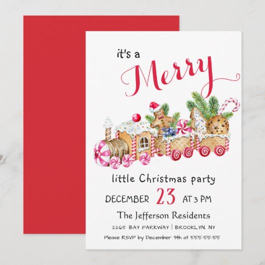 Invitation Petit Express de pain d'épices Petit fête de Noël (Devant / Derrière)