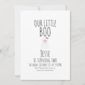 Invitation Petit fantôme Boo pour le premier anniversaire d'H (Devant)