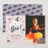 Invitation Petit fantôme de Boo Halloween rose photo d'annive (Devant / Derrière)