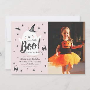 Invitation Petit fantôme de Boo Halloween rose photo d'annive