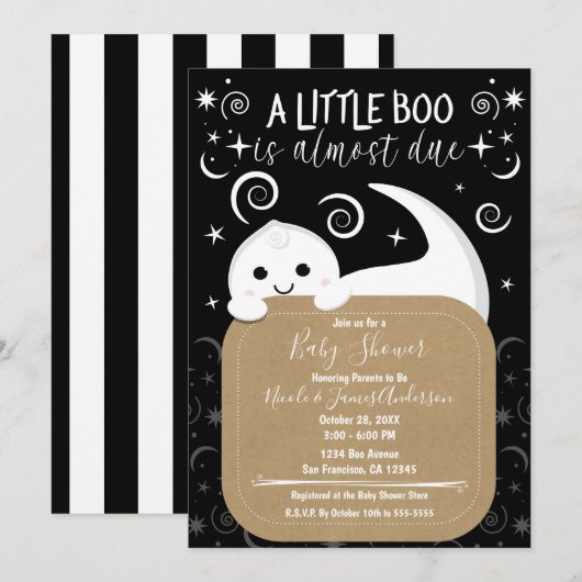 Invitation Petit fantôme de Halloween qui regarde Bébé Fête P (Devant / Derrière)