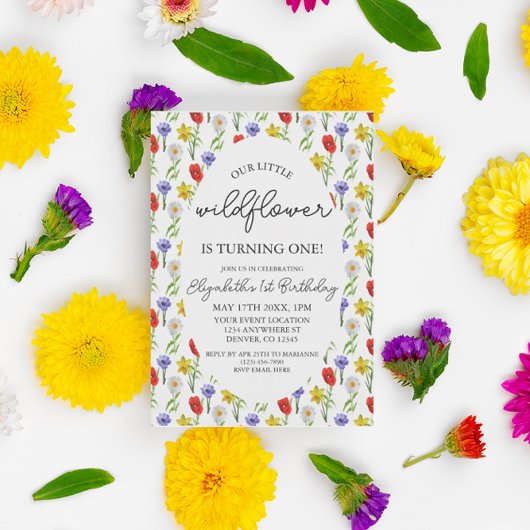 Invitation Petit Fleur sauvage 1er anniversaire
