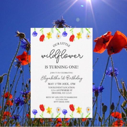 Invitation Petit Fleur sauvage 1er anniversaire