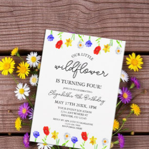 Invitation Petit Fleur sauvage 4e anniversaire