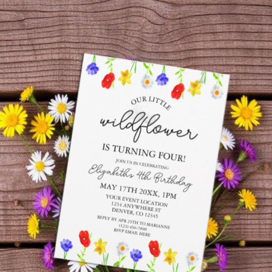 Invitation Petit Fleur sauvage 4e anniversaire
