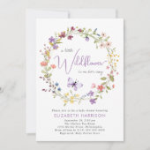 Invitation Petit Fleur sauvage Aquarelle Bébé Fille Douche (Devant)