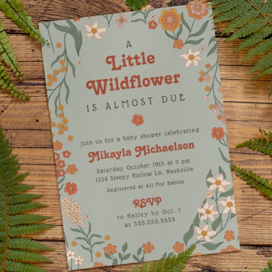 Invitation Petit Fleur sauvage Automne Rustique Boho Baby sho