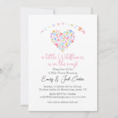 Invitation Petit Fleur sauvage Bébé Fille Douche Coeur mignon (Devant)