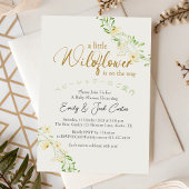 Invitation Petit Fleur sauvage bébé fille douche Jaune Floral