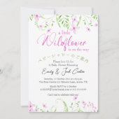 Invitation Petit Fleur sauvage bébé fille douche rose Fleur (Devant)