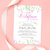Invitation Petit Fleur sauvage bébé fille douche rose Fleur