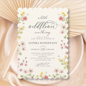 Invitation Petit Fleur sauvage Boho Chic Script Baby shower