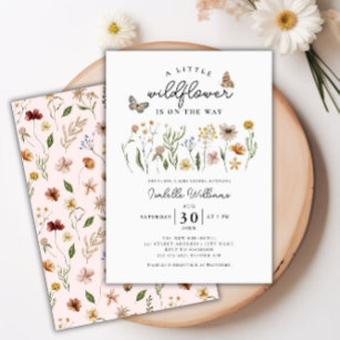 Invitation Petit Fleur sauvage Boho Floral Girl Baby shower