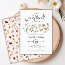 Invitation Petit Fleur sauvage Boho Floral Girl Baby shower