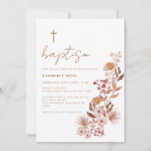 Invitation Petit Fleur sauvage Boho Terracotta Baptême (Devant)