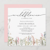 Invitation Petit Fleur sauvage délicieuse florale pour l'anni (Devant / Derrière)