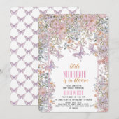 Invitation Petit fleur sauvage est dans le baby shower fleuri (Devant / Derrière)