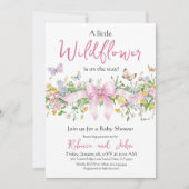 Invitation Petit Fleur sauvage Floral Bow Girl Baby shower (Devant)