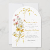 Invitation Petit fleur sauvage jaune Bow Baby girl douche (Devant)