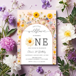 Invitation Petit Fleur sauvage moderne 1er anniversaire