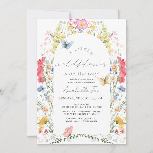 Invitation Petit Fleur sauvage Papillon Arch Baby shower fill (Devant)