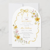 Invitation Petit Fleur sauvage papillon Baby shower Bow (Devant)