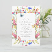 Invitation Petit Fleur sauvage Papillon Baby shower fille (Debout devant)