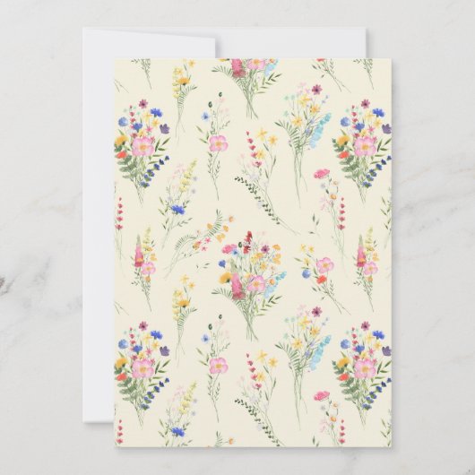 Invitation Petit Fleur sauvage Papillon Baby shower fille (Dos)