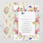 Invitation Petit Fleur sauvage Papillon Baby shower fille (Devant / Derrière)