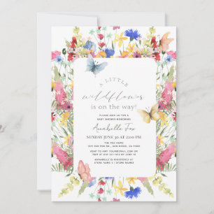 Invitation Petit Fleur sauvage Papillon Baby shower fille