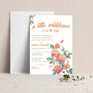 Invitation Petit Fleur sauvage Printemps Été Baby shower Rose