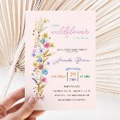 Invitation Petit fleur sauvage rose bébé fille douche