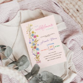 Invitation Petit fleur sauvage rose bébé fille douche